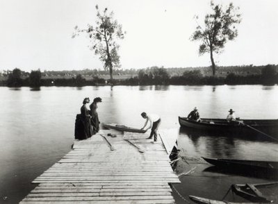 Boating Scene in the area of the Ile-de-France, c.1880 by French Photographer